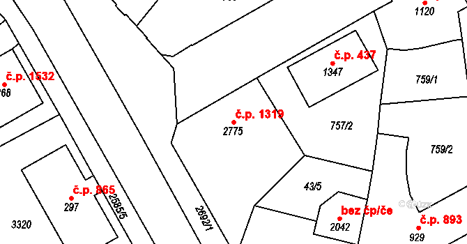 Hlinsko 1319 na parcele st. 2775 v KÚ Hlinsko v Čechách, Katastrální mapa