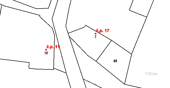 Kolišov 17, Bernartice na parcele st. 7 v KÚ Kolišov, Katastrální mapa