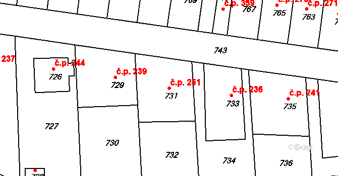 Jestřebí 251, Rájec-Jestřebí na parcele st. 731 v KÚ Jestřebí, Katastrální mapa