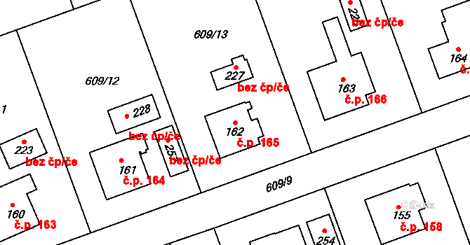 Chromeč 165 na parcele st. 162 v KÚ Chromeč, Katastrální mapa