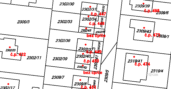 Suchohrdly 449 na parcele st. 2302/37 v KÚ Suchohrdly u Znojma, Katastrální mapa
