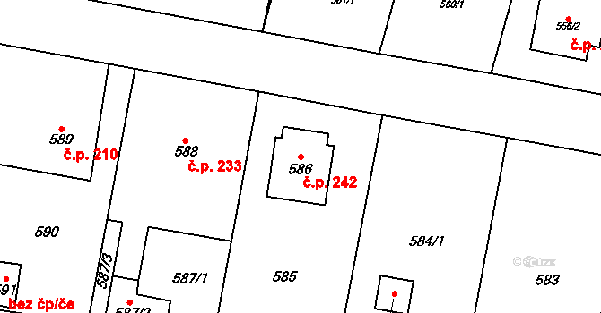 Senec 242, Zruč-Senec na parcele st. 586 v KÚ Senec u Plzně, Katastrální mapa