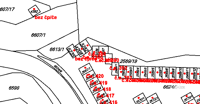 Žatec 390 na parcele st. 3097 v KÚ Žatec, Katastrální mapa