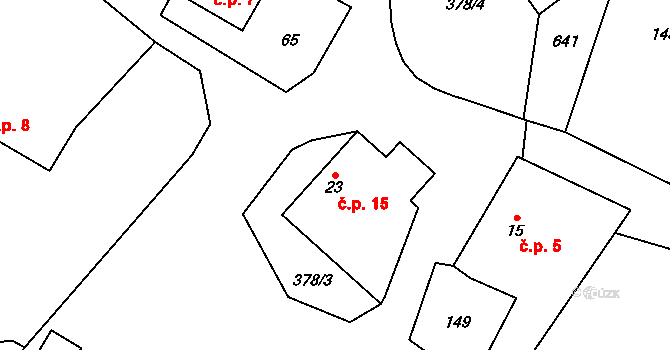 Štěpánov 15, Leština u Světlé na parcele st. 23 v KÚ Štěpánov u Leštiny, Katastrální mapa