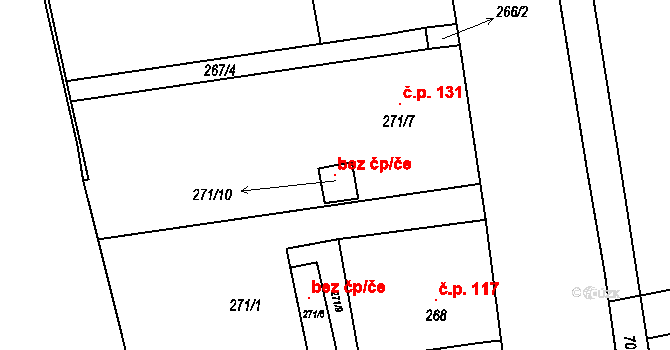 Borotice 96762250 na parcele st. 271/10 v KÚ Borotice nad Jevišovkou, Katastrální mapa