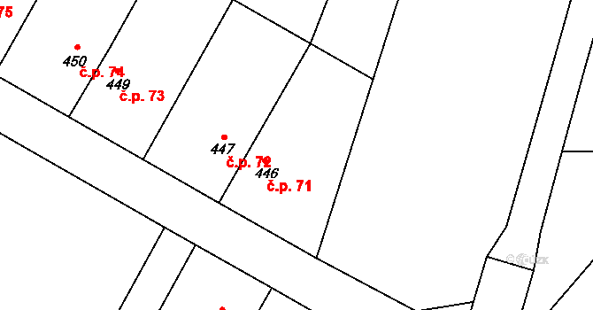 Valtrovice 71 na parcele st. 446 v KÚ Valtrovice, Katastrální mapa