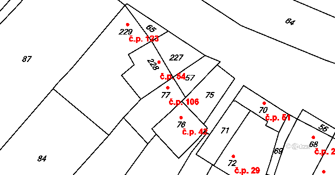 Přerov XII-Žeravice 106, Přerov na parcele st. 77 v KÚ Žeravice, Katastrální mapa