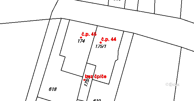 Zavadilka 44, Jizbice na parcele st. 175/1 v KÚ Jizbice u Nymburka, Katastrální mapa