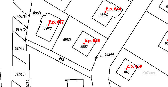 Zruč nad Sázavou 846 na parcele st. 2902 v KÚ Zruč nad Sázavou, Katastrální mapa