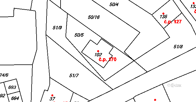 Kopaniny 170, Aš na parcele st. 102 v KÚ Kopaniny, Katastrální mapa