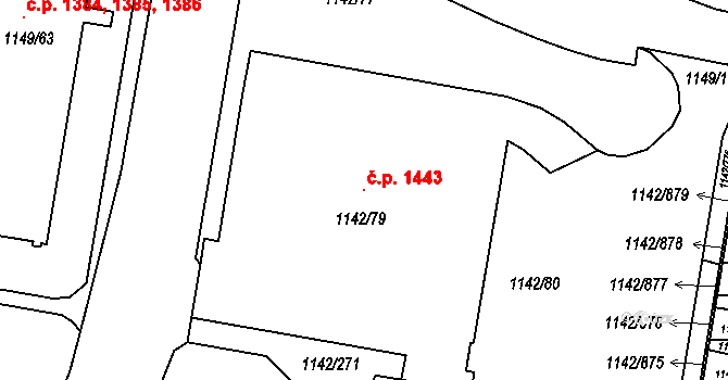Řepy 1443, Praha na parcele st. 1142/79 v KÚ Řepy, Katastrální mapa