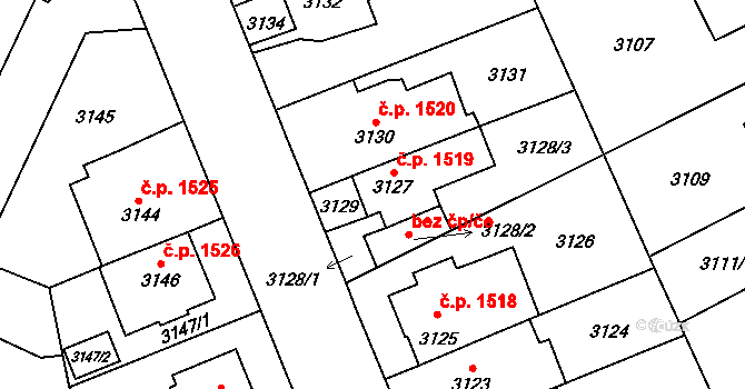 Jihlava 1519 na parcele st. 3127 v KÚ Jihlava, Katastrální mapa