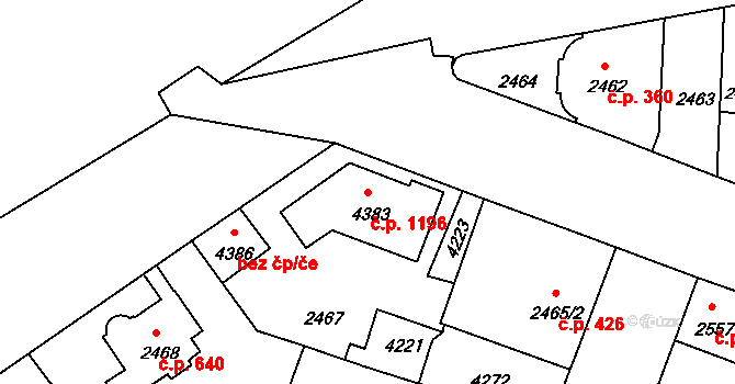 Čelákovice 1196 na parcele st. 4383 v KÚ Čelákovice, Katastrální mapa