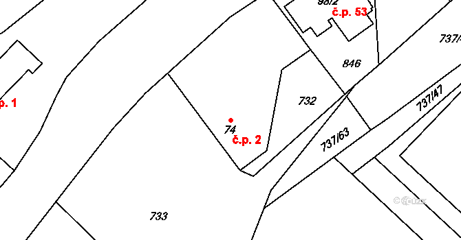 Havírna 2, Bohutín na parcele st. 74 v KÚ Bohutín, Katastrální mapa