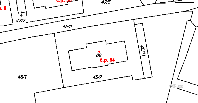 Český Heršlák 54, Horní Dvořiště na parcele st. 66 v KÚ Český Heršlák, Katastrální mapa