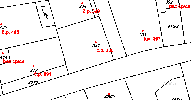 Lipov 336 na parcele st. 331 v KÚ Lipov, Katastrální mapa