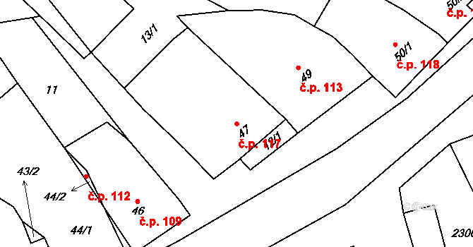 Násedlovice 117 na parcele st. 47 v KÚ Násedlovice, Katastrální mapa