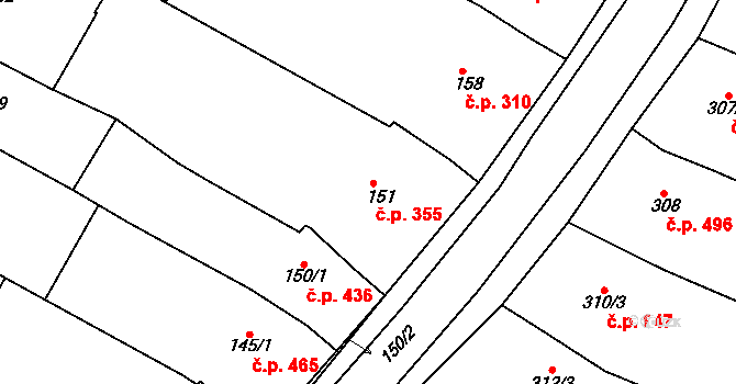 Svatobořice 355, Svatobořice-Mistřín na parcele st. 151 v KÚ Svatobořice, Katastrální mapa