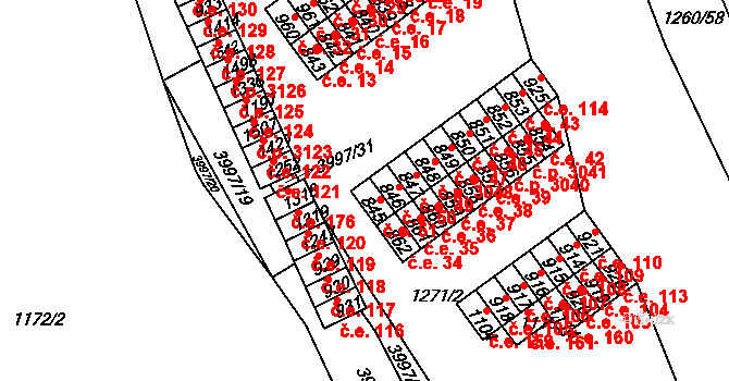 Pazderna 51, Vyškov na parcele st. 845 v KÚ Dědice u Vyškova, Katastrální mapa