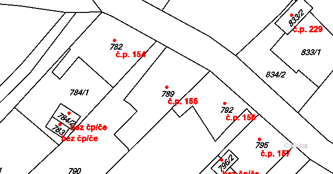 Krásné Loučky 155, Krnov na parcele st. 789 v KÚ Krásné Loučky, Katastrální mapa