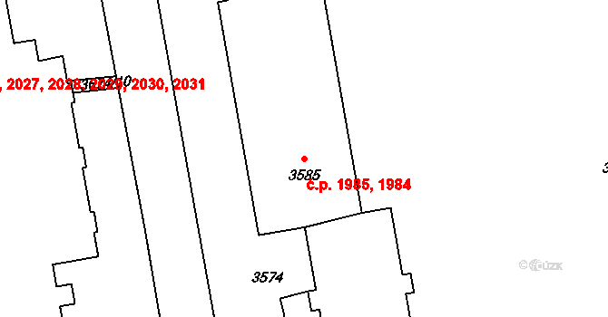 Kročehlavy 1984,1985, Kladno na parcele st. 3585 v KÚ Kročehlavy, Katastrální mapa