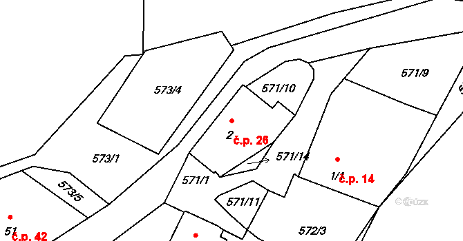 Lovětín 26, Jarošov nad Nežárkou na parcele st. 2 v KÚ Lovětín, Katastrální mapa