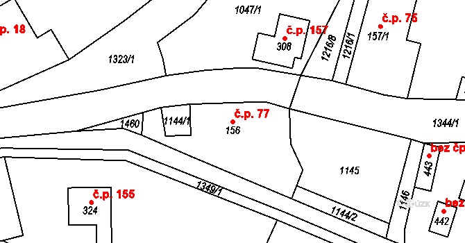 Višňová 77 na parcele st. 156 v KÚ Višňová u Frýdlantu, Katastrální mapa