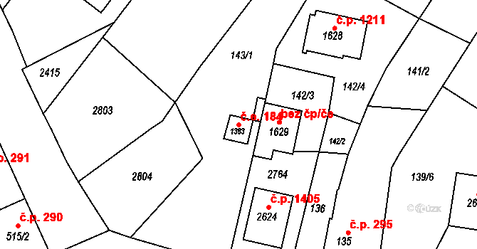 Třebechovice pod Orebem 184 na parcele st. 1383 v KÚ Třebechovice pod Orebem, Katastrální mapa