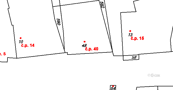 Klečetné 40, Oráčov na parcele st. 48 v KÚ Klečetné, Katastrální mapa