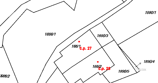 Janské Údolí 27, Brloh na parcele st. 166/1 v KÚ Janské Údolí, Katastrální mapa