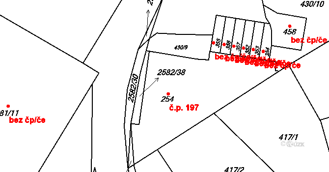 Benešov u Semil 197 na parcele st. 254 v KÚ Benešov u Semil, Katastrální mapa