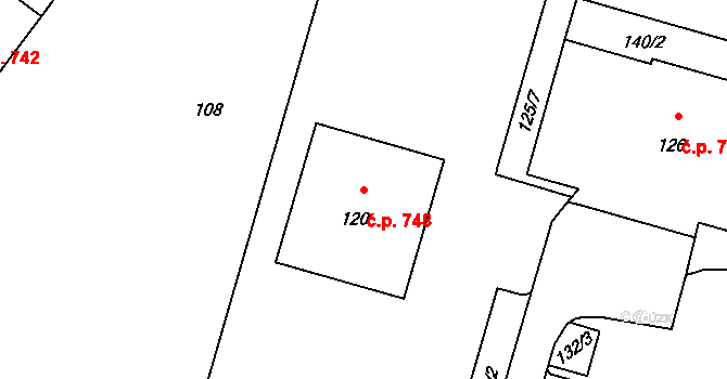 Lutyně 748, Orlová na parcele st. 120 v KÚ Horní Lutyně, Katastrální mapa