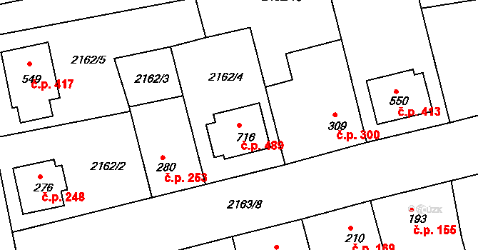 Zliv 489 na parcele st. 716 v KÚ Zliv u Českých Budějovic, Katastrální mapa
