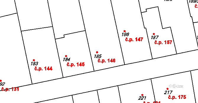 Dymokury 146 na parcele st. 185 v KÚ Dymokury, Katastrální mapa