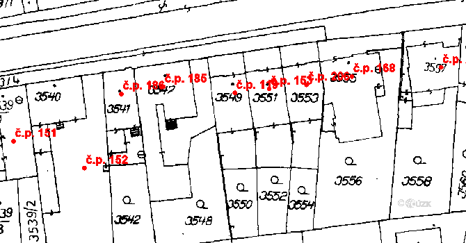 Poděbrady III 119, Poděbrady na parcele st. 3549 v KÚ Poděbrady, Katastrální mapa