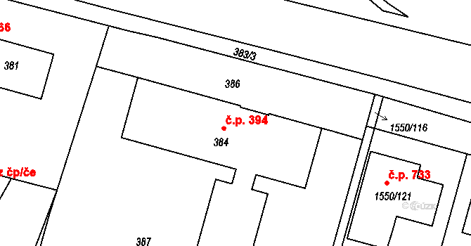 Miřetice u Klášterce nad Ohří 394, Klášterec nad Ohří na parcele st. 384 v KÚ Miřetice u Klášterce nad Ohří, Katastrální mapa