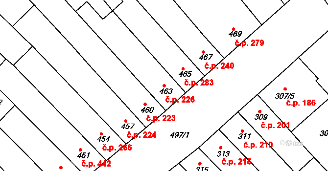 Žebětín 226, Brno na parcele st. 463 v KÚ Žebětín, Katastrální mapa