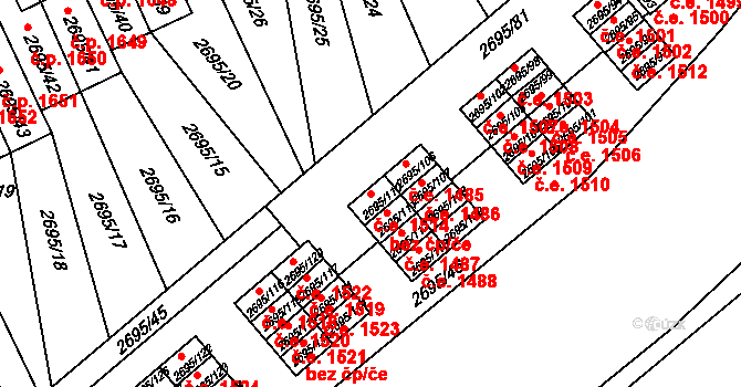 Pelhřimov 1514 na parcele st. 2695/110 v KÚ Pelhřimov, Katastrální mapa