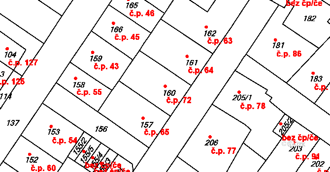 Prosetice 72, Teplice na parcele st. 160 v KÚ Prosetice, Katastrální mapa