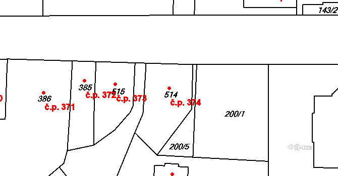 Česká Kamenice 374 na parcele st. 514 v KÚ Česká Kamenice, Katastrální mapa