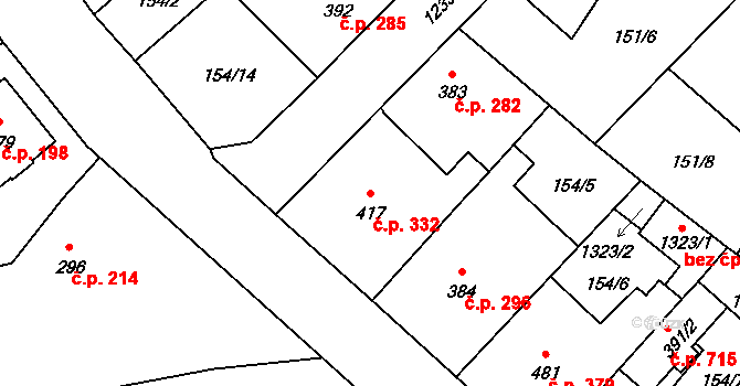 Úšovice 332, Mariánské Lázně na parcele st. 417 v KÚ Úšovice, Katastrální mapa