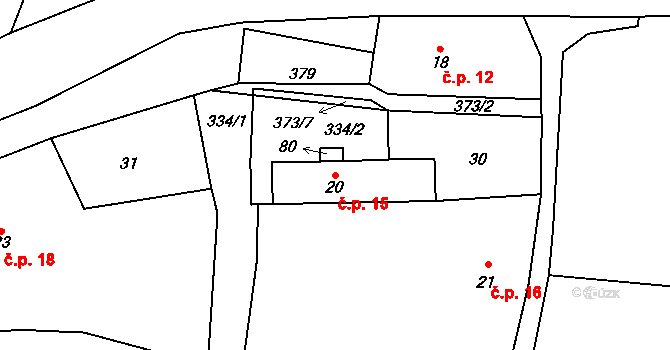Smidarská Lhota 15, Vinary na parcele st. 20 v KÚ Smidarská Lhota, Katastrální mapa