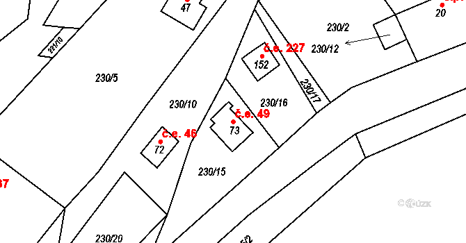 Malý Ratmírov 49, Blažejov na parcele st. 73 v KÚ Malý Ratmírov, Katastrální mapa