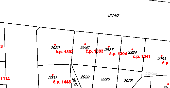 Vinohrady 1303, Praha na parcele st. 2928 v KÚ Vinohrady, Katastrální mapa