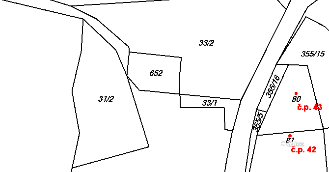 Černín 14, Zdice na parcele st. 40 v KÚ Černín u Zdic, Katastrální mapa