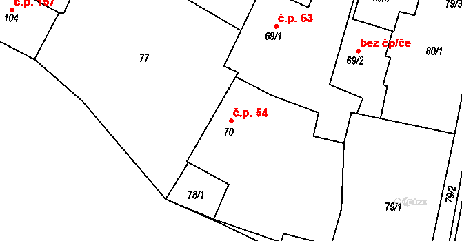 Starý Rožmitál 54, Rožmitál pod Třemšínem na parcele st. 70 v KÚ Starý Rožmitál, Katastrální mapa