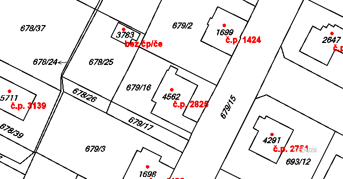 Dvůr Králové nad Labem 2825 na parcele st. 4562 v KÚ Dvůr Králové nad Labem, Katastrální mapa