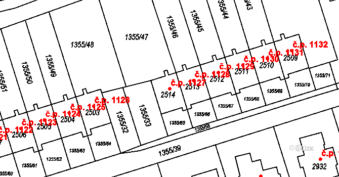 Vrchlabí 1127 na parcele st. 2514 v KÚ Vrchlabí, Katastrální mapa