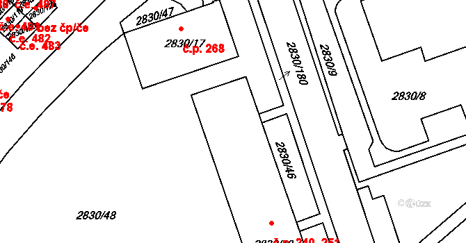 Rumburk 1 240,251, Rumburk na parcele st. 2830/19 v KÚ Rumburk, Katastrální mapa