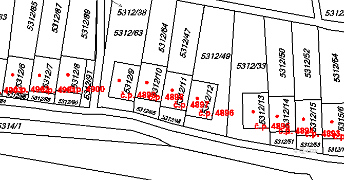 Chomutov 4897 na parcele st. 5312/11 v KÚ Chomutov I, Katastrální mapa